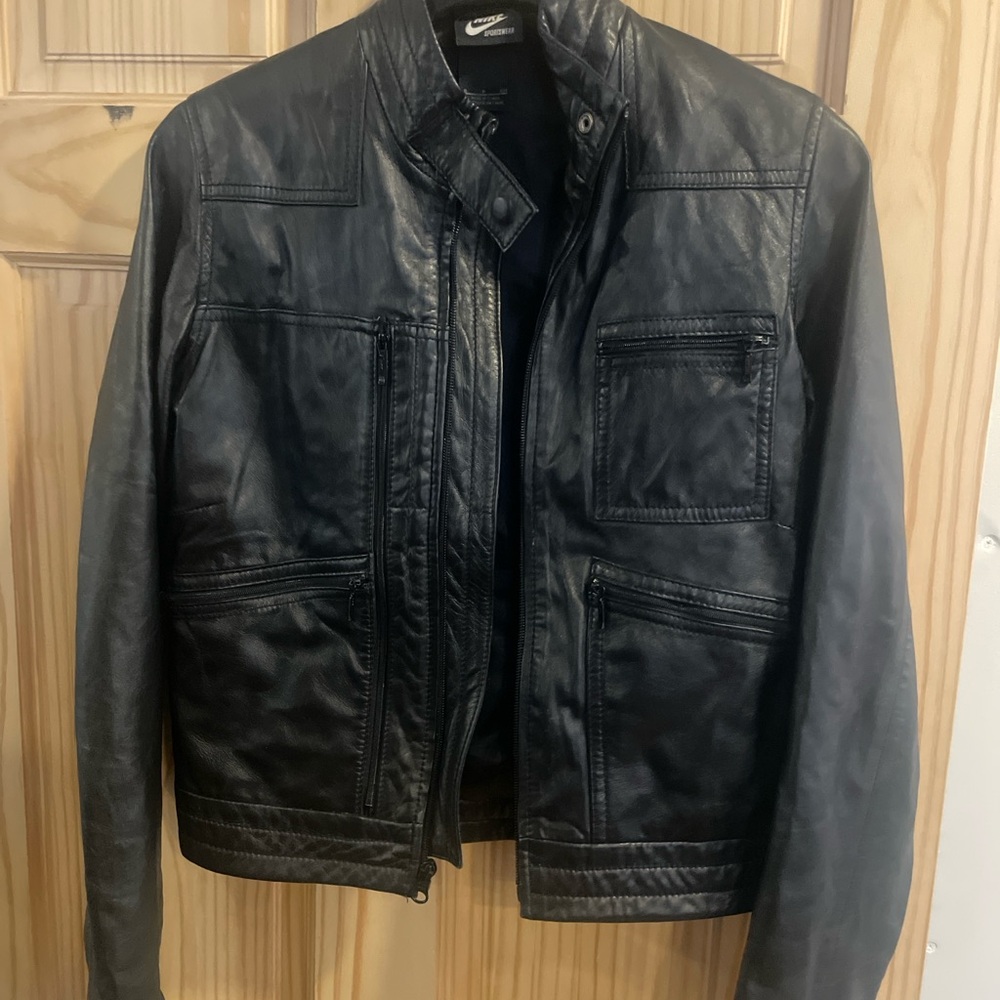 Nike Women's  Black Leather Moto Jacket